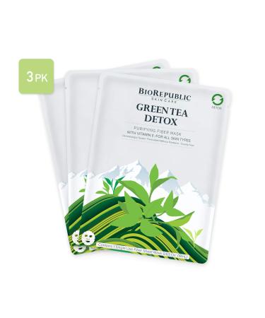 BioRepublic Skincare Green Tea Detox Purifying Fiber Beauty Mask 1 Sheet 0.63 oz (18 ml) - Buy Online on GoSupps.com