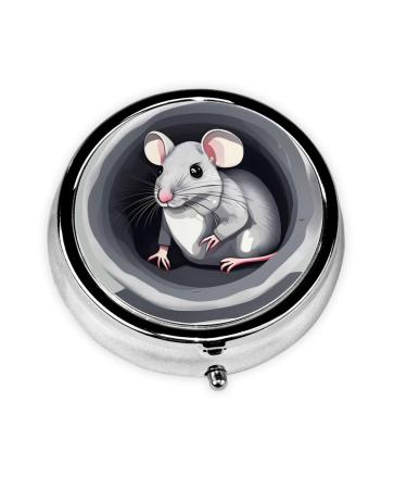 Mouse in The Holeround Pill Box 3 Compartments Round Pill Box Organizer for Purse Or Pocket Portable Travel Pill Box