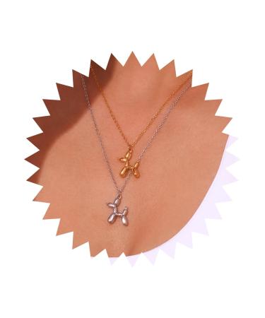 YHEAKNE BOHO BALLON DOG HALD HALL BALLON DOG CHOKER HAL SHOULD Vintage puppy collar necklace mini dog Cute necklace jewelry for women and girls