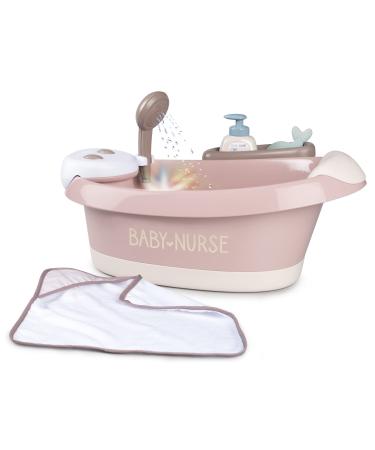 Smoby - Baby Nurse - Balneotherapy Bathtub - for Babies and Dolls - Water Jets and Bubbles - LED Lights - 220368 - Pink