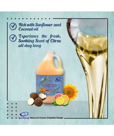 Citrus Antibacterial Pure Castile Soap - Vegan Non-GMO 1 Gallon | Face Hand & Body Wash for Dry & Sensitive Skin - Made in USA - Buy Online on GoSupps.com