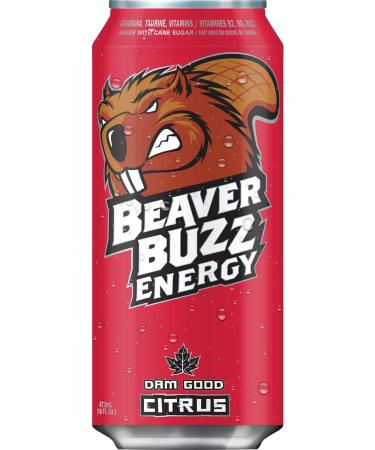 BEAVER BUZZ Energy Drink: Citrus x 12-pk (Canadian Energy Cane Sugar Caffeine B Vitamins Taurine Guarana) CITRUS (with a hint of tropical!) 473mL (16 fl. oz.) - Buy Online on GoSupps.com