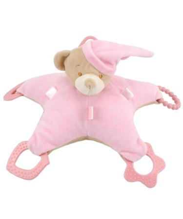 Duffi Baby Plush Toy Osito and Teething Ring 100% Polyester Color Pink Master Baby Home SL 0766-06