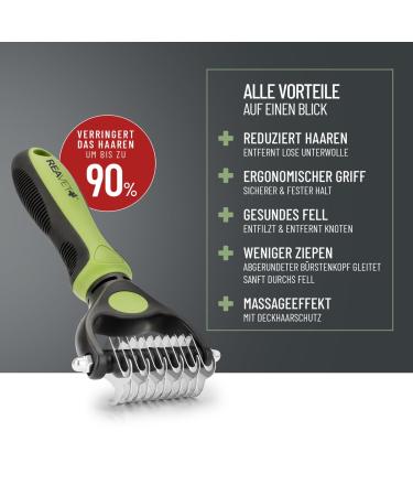 Reavet Dog & Cat Brush - Underwool Brush for Long Hair Medium Breeds (S-M) | Massage Effect & Top Hair Protection | Ideal Fur Brush for Dogs & Cats - Buy Online on GoSupps.com