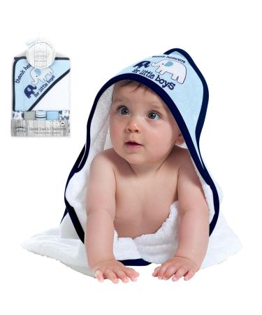 Mother's Choice Hooded Baby Towel with 5 Face Cloths for Newborn | Lightweight Cotton Rich Absorbent Large Baby Bath Towel for Newborn Boys and Girls | 75x75cm Elephant - Buy Online on GoSupps.com