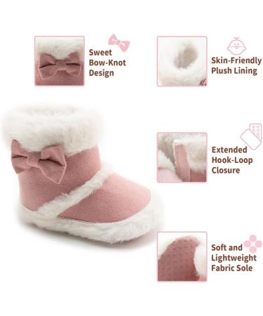 Sonsage Infant Baby Snow Boots - Soft Anti-Skid Sole Ankle Booties for Winter - 12-18 Months - Pink - Buy Online on GoSupps.com