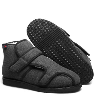 Winter High Help Cotton Shoes for Elderly | Adjustable Diabetic Edema Footwear - 11.5 Grey Wide Fit for Comfort - Buy Online on GoSupps.com
