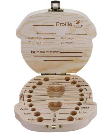 Dewin Baby Milk Teeth Organizer - Color Version Wooden Tooth Box for Children - Souvenir Storage (English Boy) - Buy Online on GoSupps.com