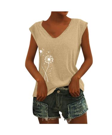 Short Sleeve T Shirts Clothing Woman T-Shirt Casual Black Clothing Top Women's Floral Pattern for Women Crop Tops Shirt Shirts Top Women's Summer Tank Top 3-yellow L