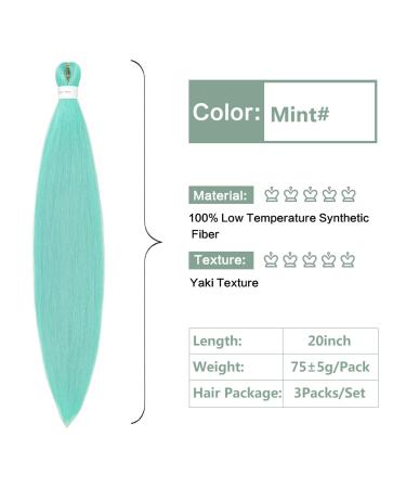 YDDM 20-Inch Pre-Stretched Braiding Hair Extensions - 3 Packs MINT Color Jumbo Braids for Stylish Hair Art - Buy Online on GoSupps.com