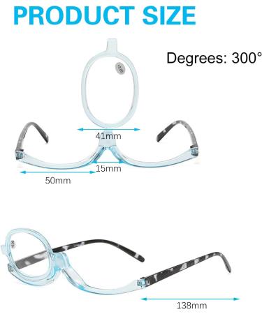 Buy Light Blue Foldable Makeup Reading Glasses +3.0 for Women - Stylish Visual Aid for Presbyopia - Buy Online on GoSupps.com