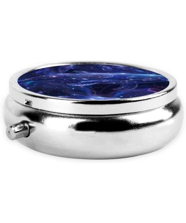 Blue Dream Whale Portable Metal Pill Box - Round Mini 3-Compartment Travel Organizer for Small Pills - Buy Online on GoSupps.com