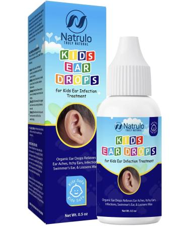 Natrulo Natural Ear Drops for Kids Ear Infection Treatment Organic Children Ear Oil Drops Relieves Ear Aches Itchy Ears Infections Swimmer's Ear & Loosens Wax Kids Safe Made in USA