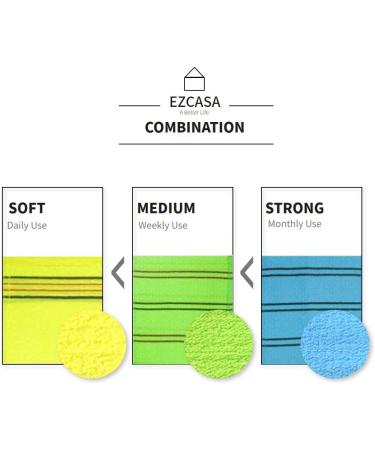 EZCASA Large Exfoliating Bath Washcloth Gloves - Set of 3: Korean Beauty Towel for Shower, Spa, Massage and Body Scrub - Dead Skin Cell Remover - Buy Online on GoSupps.com