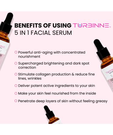 Turbinne 5-In-1 Overnight Facial Serum - Retinol, Hyaluronic Acid, Niacinamide, Vitamin C & E - Anti-Aging Treatment for Wrinkles, Acne Scars, Dark Spots - 1fl Oz - Buy Online on GoSupps.com