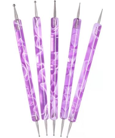 Double Sided Brush Nail Liner Brush - 5 Pieces Nail Liner Brush Dotting Pen | Double Sided Nail Dotting Drawing Tool Multifunctional Nail Brushes Nail Liner Brush Dotting Pen purple - Buy Online on GoSupps.com