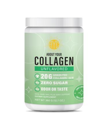 ABOUT YOUR COLLAGEN Peptides Powder Type 1 & 3 Unflavored Quick Dissolve No Odor Supports Hair Skin Nails & Joint Health 36 Servings 12.7 oz