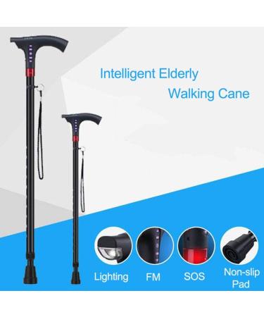 Multi-Function Intelligent Elderly Crutches Walking Cane Stick with LED Light Smart Radio Alarm for Seniors Interesting B - Buy Online on GoSupps.com
