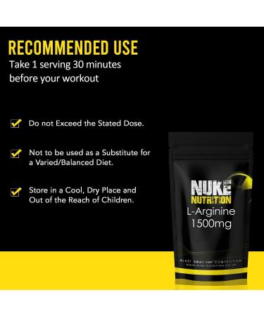 Nuke Nutrition L Arginine Capsules 1500mg - 180 Count - Nitric Oxide Supplement for Muscle Strength & Endurance - Pre Workout Energy Boost - 180 Capsules - Buy Online on GoSupps.com