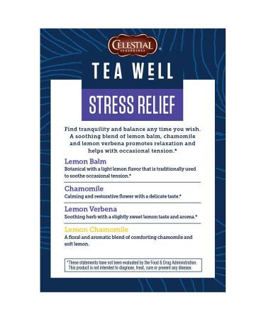 Celestial Seasonings Stress Relief Tea - Organic Lemon Verbena & Chamomile, Caffeine Free, 12 Bags - Buy Online on GoSupps.com