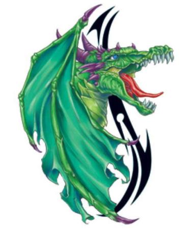 Fantasy Dragons Temporary Tattoos - Set of 10 Colorful Dragon Designs - Buy Online on GoSupps.com