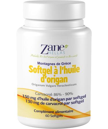Zane Hellas Oregano Oil Capsules. The highest concentration in the world. Each Softgel contains 30% pure Greek oregano essential oil. 130 mg of carvacrol per softgel. 60 capsules. - Buy Online on GoSupps.com