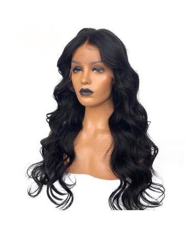 SHIYID Body Wave Lace Front Wig - Natural Hairline Black Color Synthetic Wig for Women | High-Temperature Fiber - Buy Online on GoSupps.com