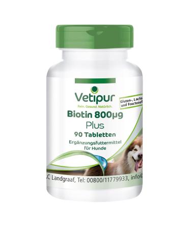 Fairvital |Vetipur biotin tablets for dogs - biotin complex 800 g - with copper zinc and other B vitamins - feed supplement for dogs - 90 tablets - Buy Online on GoSupps.com