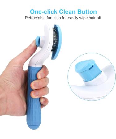Cat Grooming Brush - Shedding & Massage Tool for Short & Long Haired Cats - Removes Mats, Tangles & Loose Fur - Blue - Buy Online on GoSupps.com