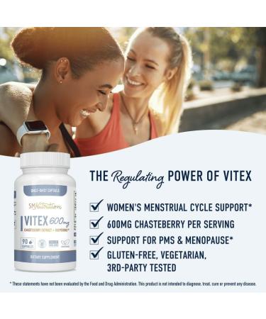 Vitex Chasteberry Capsules 600mg - Menopause & PMS Relief Supplement for Women - Hormone Balance & Estrogen Support - 90ct - Buy Online on GoSupps.com