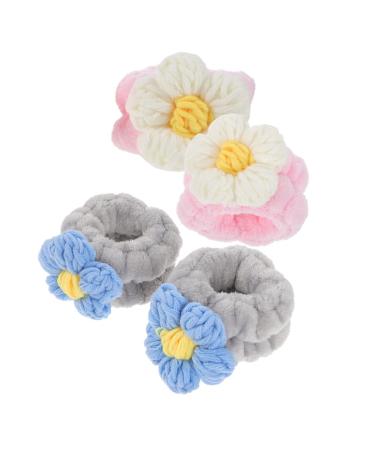 2 Paires De Bandes De Cheveux lastiques Pour Le Lavage Du Visage Bracelets Portables Bandes De Lavage Des Poignets Bracelets Confortables Serviettes De Poignet Serviettes