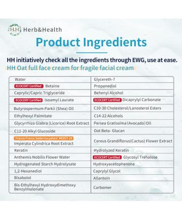 Buy HH Herb & Health Oat Full Face Cream - Nourishing Facial Cream for Sensitive Skin (40g) - International Shipping Available - Buy Online on GoSupps.com