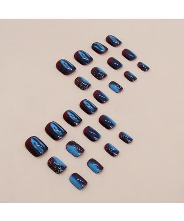 Stick on Nails - Soft Gel Press on Nails False Nail Coffin Short Glitter French Stick on Nails 12 Sizes Full Short Press Nails for Woman Girl Lencyh - Buy Online on GoSupps.com