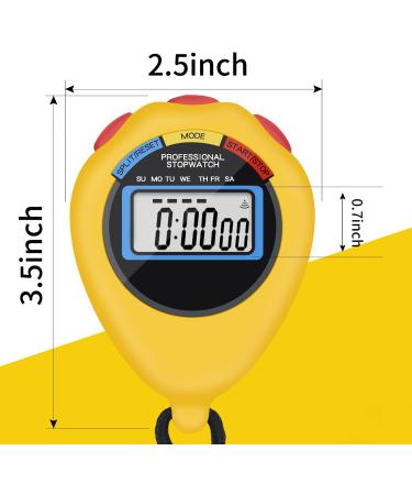 6 Pack Multi-Function Electronic Sport Stopwatch Timer - Large Display with Date, Time & Alarm - Ideal for Coaches & Referees - Yellow - Buy Online on GoSupps.com