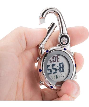 Clip-on Digital Carabiner Watch | Waterproof, Shockproof, Glow in The Dark | Alarm, Date, Week | Outdoor Sports Accessory | White - Buy Online on GoSupps.com