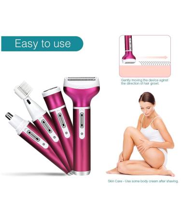 OOCOME 4 in 1 Women Bikini Trimmer & Electric Shaver - Rechargeable & Painless Hair Removal for Bikini Area, Nose, Armpit, Eyebrow & Facial - Buy Online on GoSupps.com