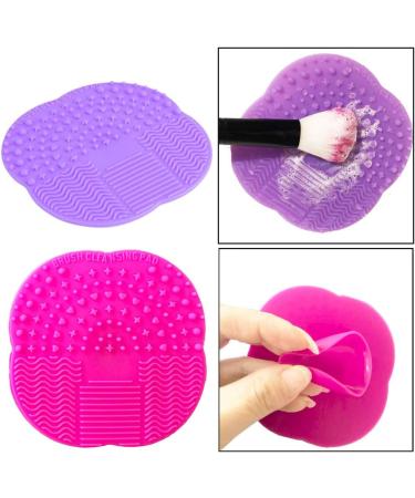 Desenda Silicone Brush Cleaner Set - 2pcs Portable Makeup Brush Cleaning Pads - Rose Red/Purple - 4x4 - Buy Online on GoSupps.com