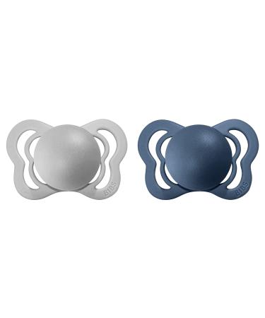 BIBS Couture Baby Pacifier 2-Pack | Made in Denmark | BPA Free | Anatomical Nipple | Natural Rubber Latex | Size 1 (0-6 Months) | Cloud/Steel Blue - Buy Online on GoSupps.com