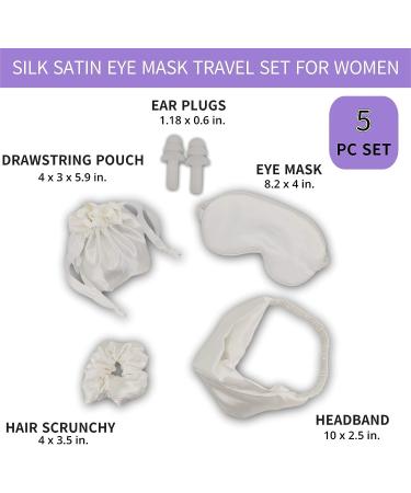 5-Piece Eye Mask for Sleeping Set with Headband, Scrunchies, Ear Plugs & Pouch - Pearl White - Buy Online on GoSupps.com
