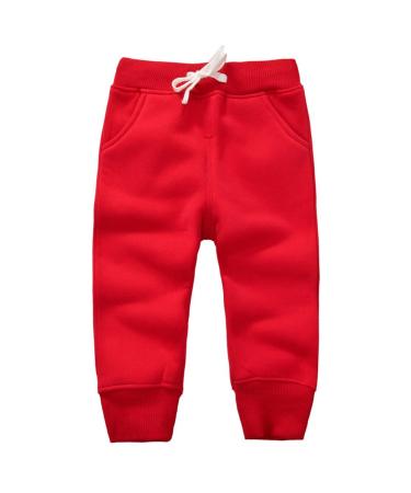 CuteOn Unisex Kids Elastic Waist Cotton Warm Trousers Baby Pants Bottoms 1-5Years 1 Year Red