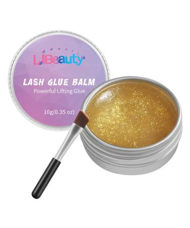 Libeauty Lash Lift Glue 10g Eye Lash Glue Balm Lash Lift Glue Adhesive Strong Sticky Fruit Flavour Fast Drying Lashes Stick Easily Not Suitable for False Lashes Gold Glitter - Melon 10g