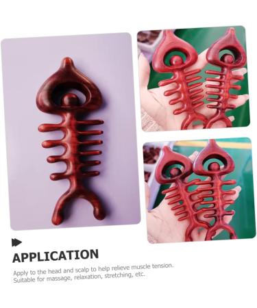 Fomiyes Fishing Bones Shaped Massager - Creative Wooden Gua Sha Ridge Comb for Scalp & Body Massage - Rosewood Meridian Relief - Buy Online on GoSupps.com