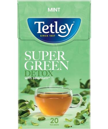 Green Tea Bundle which Contains Tetley Super Green Detox Mint Tea Bags 20 per pack - Pack of 4 with Grocery List Card - Buy Online on GoSupps.com