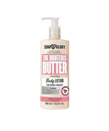 Soap & Glory Original Pink The Righteous Butter Moisturizing Body Lotion - Shea Butter  Vitamin E & Aloe Vera Body Moisturizer - Rose & Bergamot Scented Lotion (500ml) 16.9 Ounce (Pack of 1)