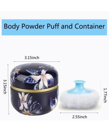 ICDOIT Body Powder Puff and Container - Blue Flower Design for Baby & Women Loose Powder - Buy Online on GoSupps.com