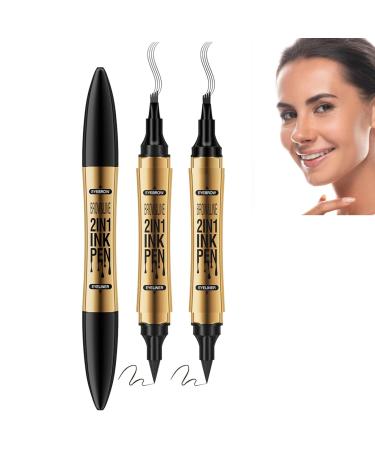 Shantou Yingji Eyebrow Pencil 2 Pieces 2in1 Magic Eyebrow Pen Double Head Waterproof Eyebrow Pen Eyeliner 2in1 Square Eyebrow Pen Gray + Black