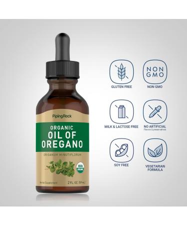 Piping Rock Organic Oil of Oregano Liquid Drops | 2 fl oz with Extra Virgin Olive Oil | Herbal Extract Supplement - Buy Online on GoSupps.com