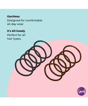 Goody Nonslip Women's Elastic Hair Tie - 10 Count Black - 4MM for Medium Hair | Ouchless Hair Accessories for Long Lasting Styles - Pain-Free - Buy Online on GoSupps.com