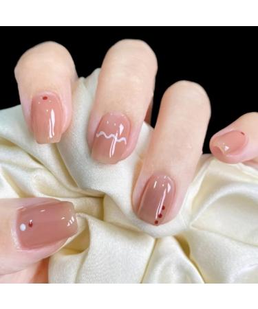 3pcs Set of Minimalist Nail Patches Finished Nail Patches ice permeating Milk Tea and dot Nail Patches Detachable Nail Patches - Buy Online on GoSupps.com