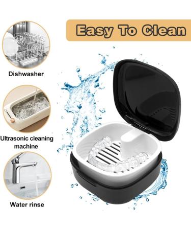 Swirlcolor Portable Denture Container with Sieve - Black Retainer Cleaning Case & Aligner Removal Tool for International Shipping - Buy Online on GoSupps.com